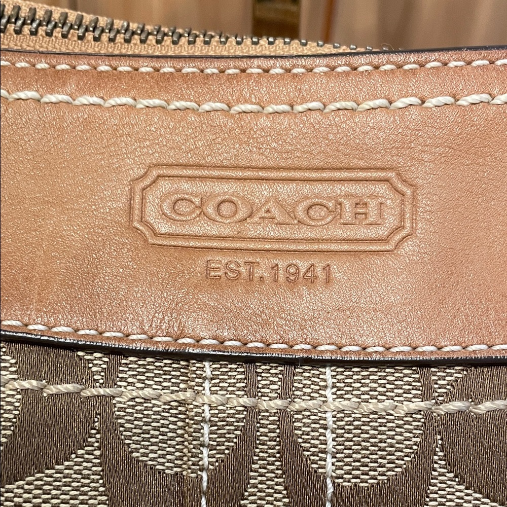 Coach Beige and Brown Signature Crossbody Bag - Picture 3 of 11